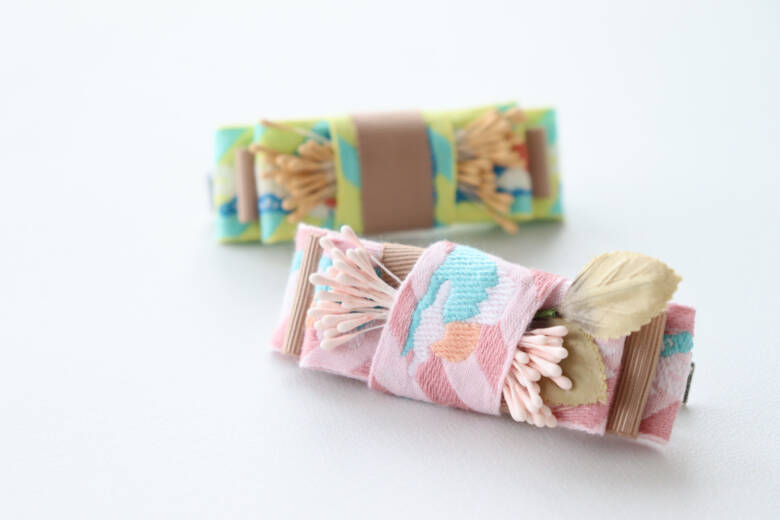 【ヘアクリップの作り方】富士山リボンのヘアクリップ