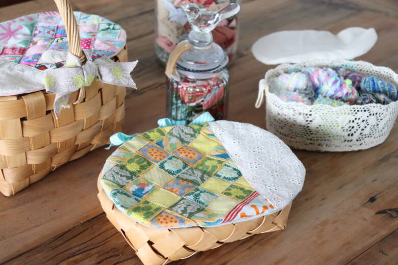 パッチワークのかごカバー